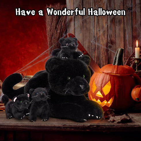 Babies,18'' 4 Packs MorisMos Black Plush Panther Stuffed Animal with Big Mama and Baby Stuffed Panther Toys for Kids