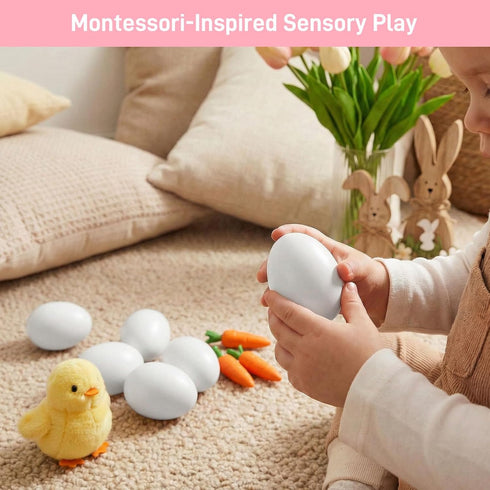 8 SallyFashion White Easter Eggs, PCS Wooden Eggs for Painting Children Play Kitchen Game Food Toy