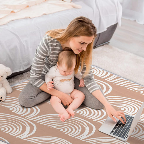 Funtery Rainbow Portable Baby Play Mat, 43 x 43 Inch Washable Foldable Crawling Mat, Non Slip Playmat for Babies, Kids Play Mats Pad for Floor Playpen Toddler Infants Tummy Time Activity