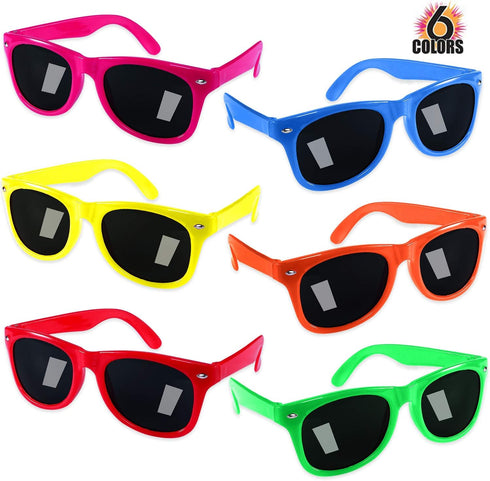GINMIC Kids Sunglasses Party Favors, 12 Pack Neon Sunglasses for Boys and Girls, Great Gift