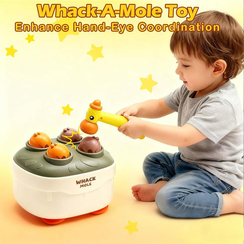 Set Press and Go Car Toys, Kids Train with Whack-A-Mole, Woodpecker Worm, Carrot Harvest Game, Car Racing Trucks