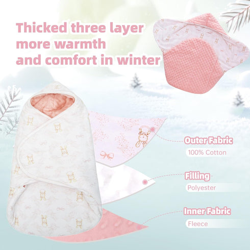 LAT Car seat Blankets for Babies, Universa Newborn Swaddle Wrap Blanket, Double Sided Cotton/Plush Winter Cover