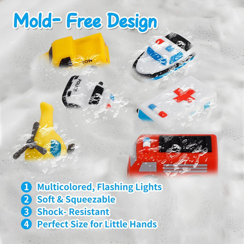 6 Pack, 100% Light Up Bath Toys Food Grade Silicone Bathtub Toys, Shake-Activated Light Up Toys Flash & Lights Color