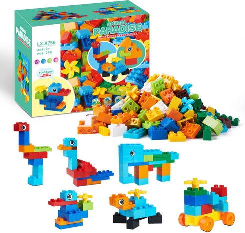 240 Piece Large Building Blocks for Toddlers 3 and Up, Classic Building Bricks Set Compatible with Duplos and Most