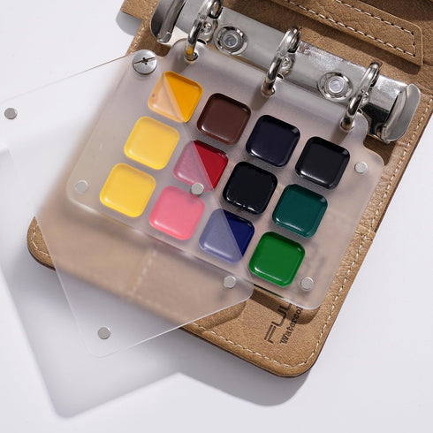 Set 12-Color 100% 20 Fuumuui Watercolor Sketchbook Refillable Travel Paints Kit & Cotton Cold Press Sheets Art Journal