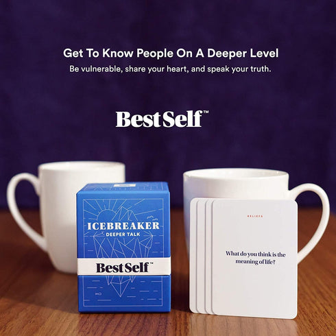 Pack 170 BestSelf Icebreaker Deeper Talk Deck - Conversation Starter Card to Deepen Friendships with Prompts to Create