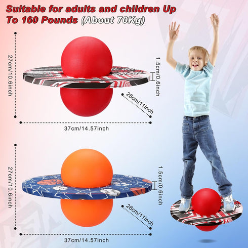 2 Junkin Pcs Pogo Ball Trick Board Toy Balance Board Pogo Balance Bounce Ball with Pump and Strong Grip Deck for Fun
