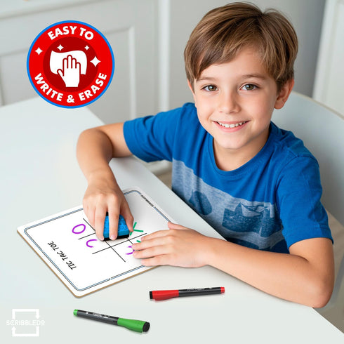 9x6 Inch SCRIBBLEDO Tic Tac Toe Game Dry Erase Board Double-Sided Whiteboard Reusable Classroom Learning Tool Fun