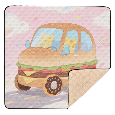 siphylline Funny Food Car Cartoon Cute Foldable Baby Activity Play Mat for Floor