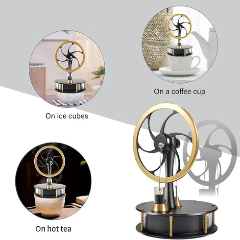 Enthusiasts-HZZ92 Low Temperature Stirling Engine Educational Toy with Precision Brass Aluminum Parts,Efficient