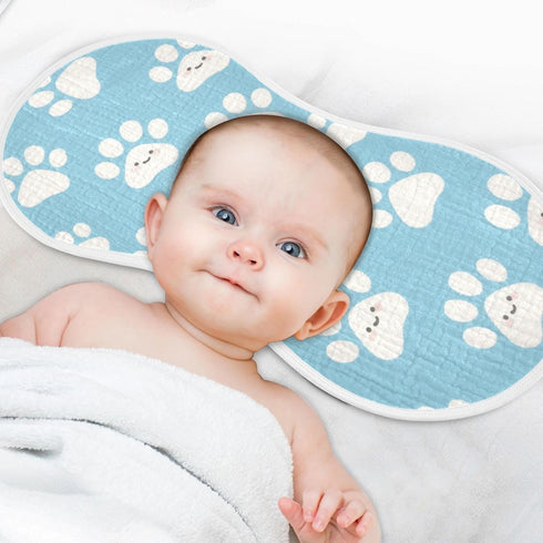 decor gift 4 Pack 22x11in Cotton Burp Cloths Soft Touch Cute Cartoon White Paw Prints Feed Cloth for Unisex Newborns