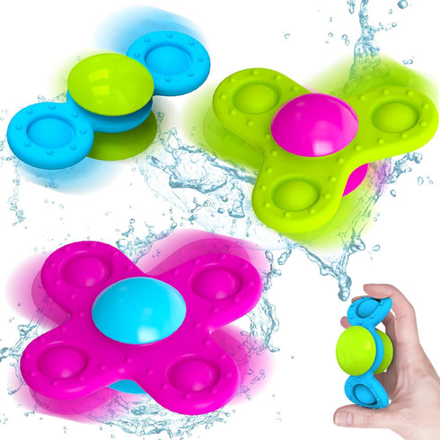 Suction Cup Spinner Toys for 1 Year Old, 3 Pcs Spinning Toys for Toddlers 1-3, Sensory Bath Toys