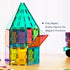Magnetic Tiles Toy with 2 Cars - 110 Pcs 3D Magnet Building Blocks Set for Kids STEM Educational Toys for Ages 3-8