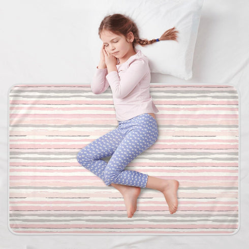 siphylline 52" 34" Pink and Light Gray Stripe Pattern Doodle Art Extra Large Resuable Potty Training Pad Soft Absorbent