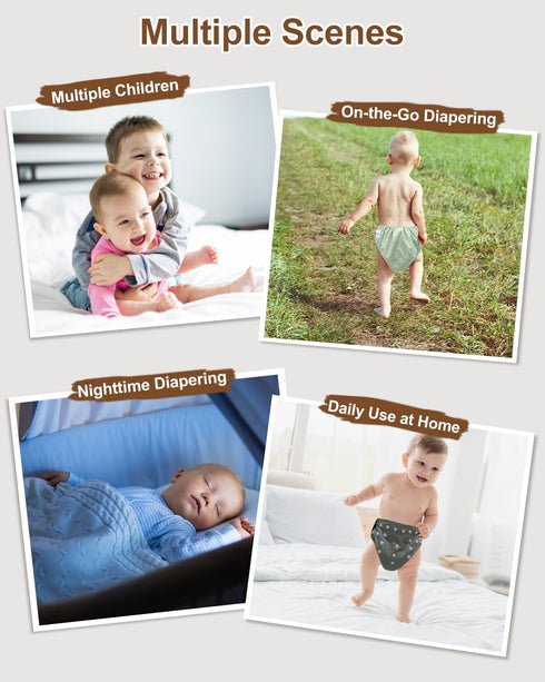 Gussets, 6 Pack 6pcs babygoal Reusable Charcoal Cloth Diapers with Double Washable Baby Pocket Diapers with Charcoal