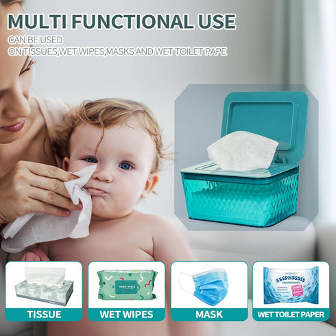 Wipes Dispenser, One-Handed Operation Wipe Holder for Baby & Adult, Seal-Designed Wipes Container for Bathroom Keep
