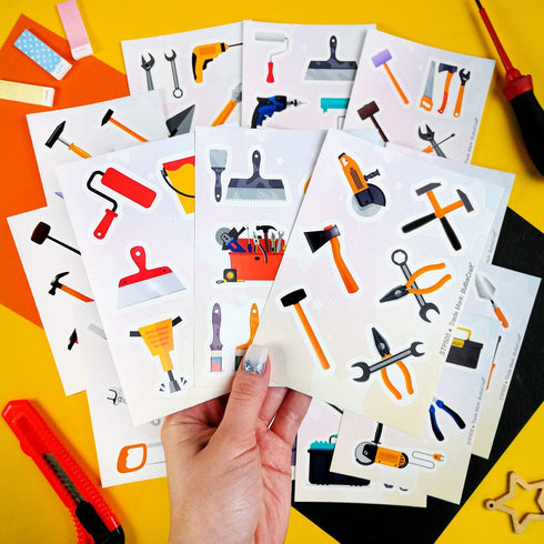 100Pcs Kids Tool Stickers, Hammer Decals for Toddler Tool Set, Tool Toys for Boys and Girls, Kids Tool Bench
