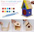 Glintoper Art Craft Wood Toys for Kids - 4 Pack DIY Bird House Kit, Build and Paint Birdhouse with Paints & Brushes