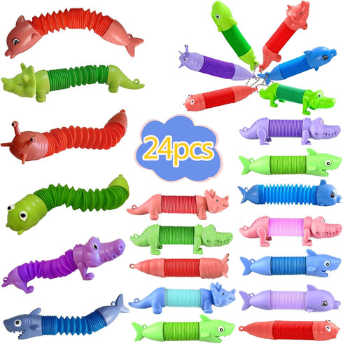 MYREQIA 24 Pop Tubes Fidget Toys Pcs,Party Favors Supplies Birthday Gifts for Kids Adults,Easter Basket Goodie Bag