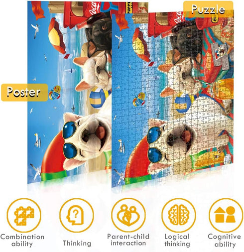 500 Pieces Jigsaw Puzzle for Adults and Kids, Happy Dog Sunbath 1 Gift Idea