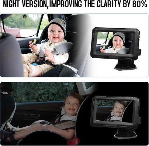 Leftwei 4.3" 1080P 360 2 Baby Car Camera Monitor, Rear Facing Backseat Camera with Night Vision, Rotation, Wide View