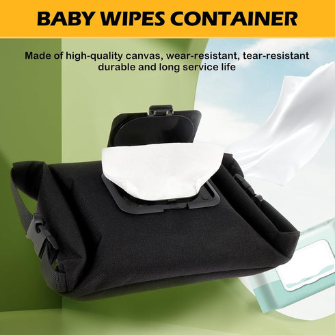 Janoiuc Baby Wipes Dispenser, Portable Wet Wipes Pouches Dispenser, Canvas Refillable Wipe Holder, Keeps Wipes Fresh