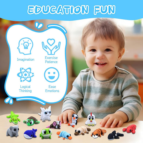 YoukkbbL 50 3D Set, 3D Pcs Mini Printed Animals Figurines Printed Toys for Kids, Easter Basket Stuffers for Boys