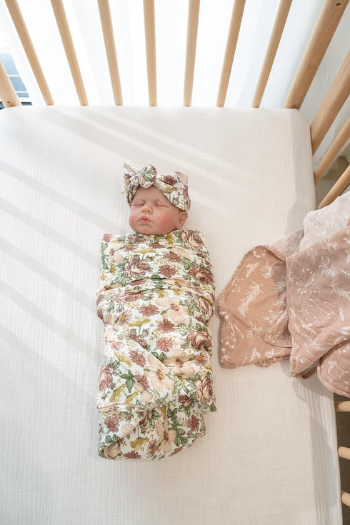 2 Pack 47 47 inches, Little Jump Western Wild Flowers Muslin Swaddle Blankets for Baby Girls, Receiving Blanket Large x