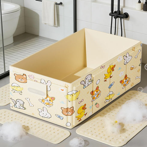 Generic Foldable Bathtub, Portable Leakproof Bath Tub, Stable Kids Travel Bath, Indoor Outdoor Bathtub for Girls