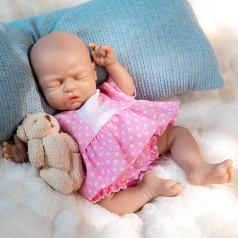 7 inch Vollence Mini Preemie Full Body Silicone Baby Girl Doll Lifelike Tiny Small Reborn Babies Dolls Surprice