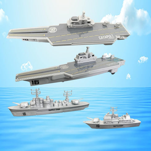 WASK Army Toys for Boys - Military Aircraft Carrier Toys Set with Battleship, Fighter Jets, Cool Toys for Girls