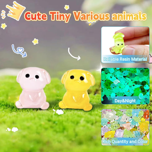 50 Pcs Mystery Bag Easter Day Gifts for Kids: Mini Resin Animals Glow in the Dark Figurines, Mini Figures Blind Bags