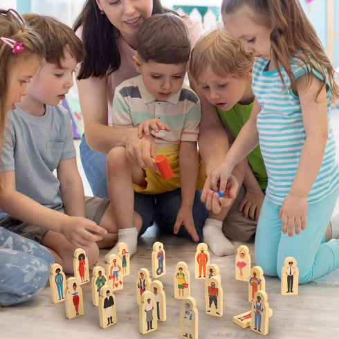 30 Pcs Wooden Community Helpers Toys – Small Professionals Wooden Character Set for Classroom Open Ended STEM Games