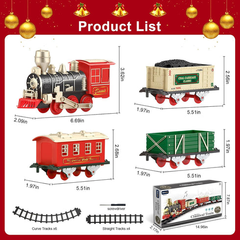 Set 3-8 Classic Electric Train for Toddlers Battery Operated Push-Button Train with Lights & Sounds, No Remote