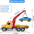 haomsj Big Tow Trucks Toy with Hook and Car for Boys, Pull Back Truck Toys with Light and Sound (1:18 Plastic)