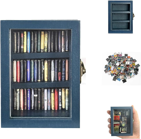 SIHPTO Anxiety Mini Bookshelf Ornament Small Bookshelf Miniature Library with 60pcs Mini BooksDoll