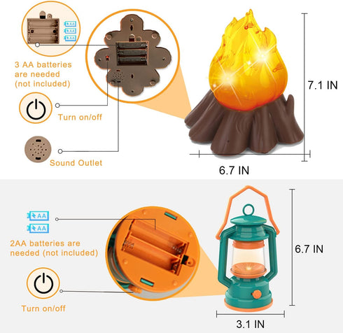 Mitcien Kids Camping Gear Set with Play Tent, Pretend Campfire, Fruits, Marshmallow Toys for Indoor Outdoor