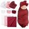 BQUBO Newborn Receiving Blanket Bow Hat Gloves Set Cotton Warm Baby Swaddle