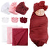 BQUBO Newborn Receiving Blanket Bow Hat Gloves Set Cotton Warm Baby Swaddle