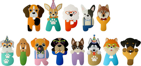 Happy Birthday Dog Letter Banner - Cute Puppy Banner Supplies for Birthday Party Decoration