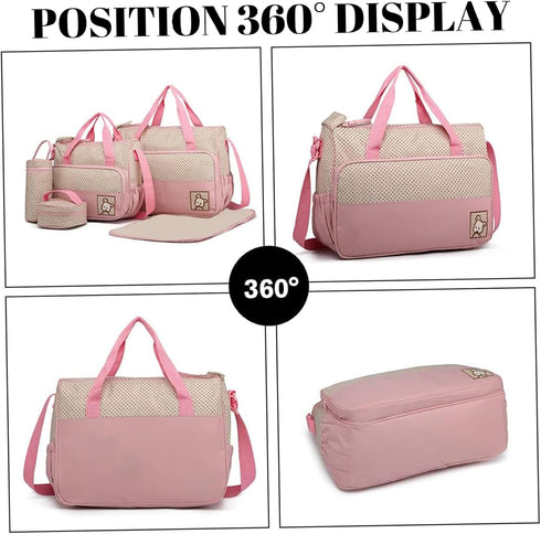 CNAFGBGG 5PCS/Set Diaper Bags for Baby Boy Water & Dust Proof Multi-functional Diaper Bag with Two Handbags, Bottle