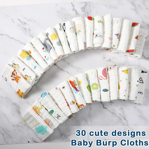 30 10x10 Kenning Pieces Muslin Baby Washcloths for Newborn Soft Absorbent Muslin Burp Cloths Wash Clothes Baby Face