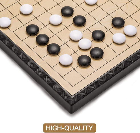 AMEROUS 11 Inches Magnetic Go Game Set (19 x 19), Travel Foldable Board Game Set with Magnetic Plastic Stones & Go Game Rules for Beginner, Kids, Adults (Weiqi)