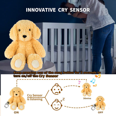 9 BEREST Baby Cry Sensor Sleepy Dog Sleep Soother Sleeping Aid White Noise Infant Stuffed Animal Puppy Dog Toy, Nursery