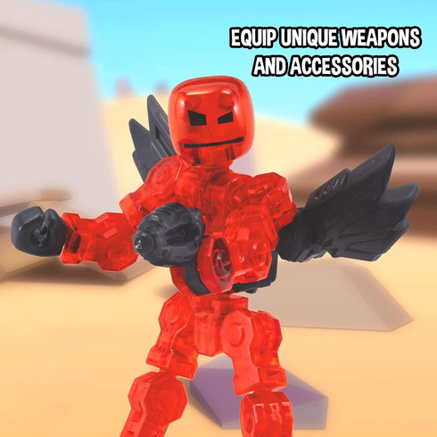 Set 4 6 1 Zing Klikbot, Complete of Poseable Action Figures with Weapons, Translucent, Create Stop Motion Animation