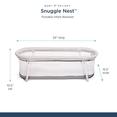 Baby Delight Snuggle Nest Bassinet - Portable Baby Bed for Infants 0-5 Months, Driftwood Grey