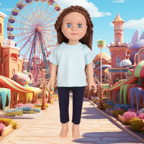 5-Piece Light Blue T-Shirts for 17-18 Inch Dolls, DIY Customizable Plain Tees