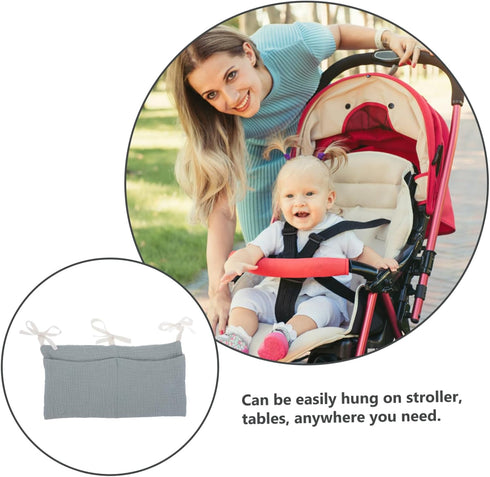 ibasenice Bed Organizer Cotton Stroller Storage Bag Multi-purpose Hanging Pouch for Toys Pacifiers and Milk Bottles