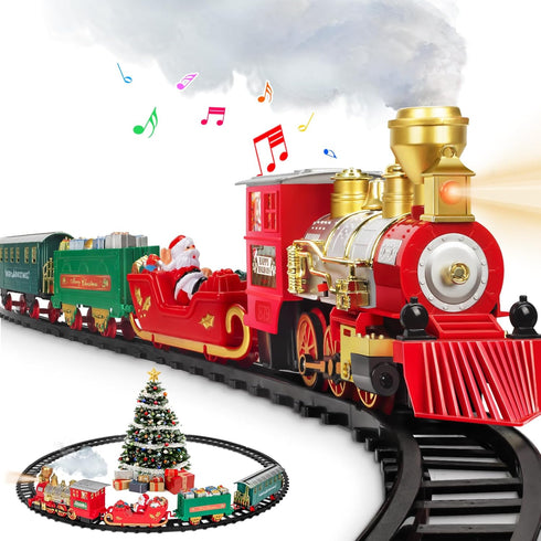 BainGesk Train Set, Christmas Train Set with Steam, Light and Sounds, Train