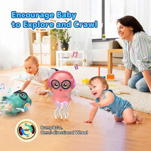 Tummy 3 4 5 6 7 8 Dancing Jellydancer Baby Toy, Crawling Infant Time Toy,Dancing Loud Music Crawling Walking Toys